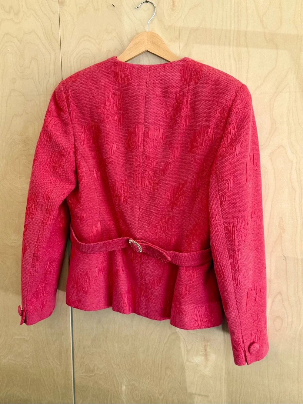 Vintage Christian Dior Vibrant Red/Pink Textured Wrap Blazer